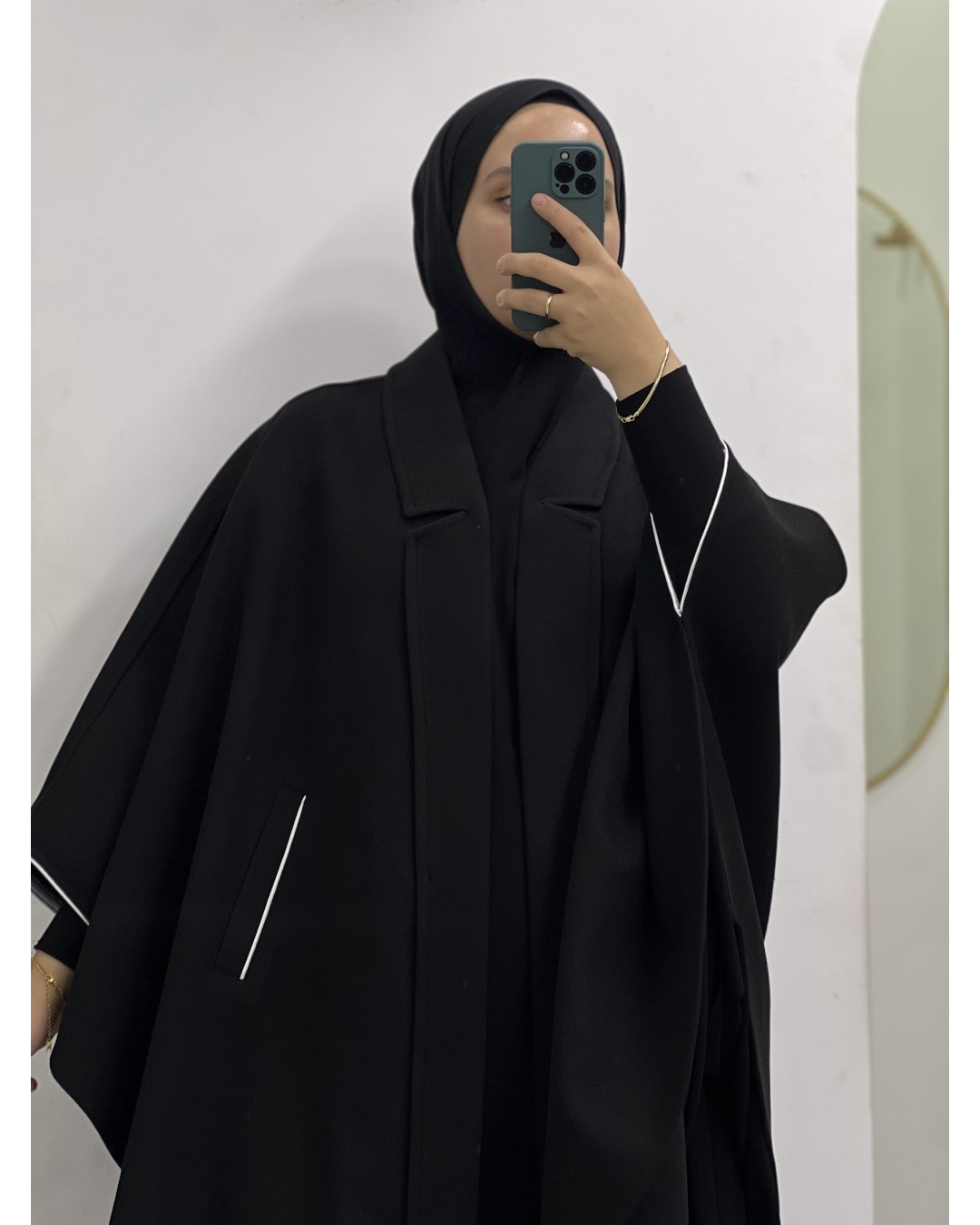 Sade Yaka Tasarım Panço 95cm (Kol ve Cep Biyeli)